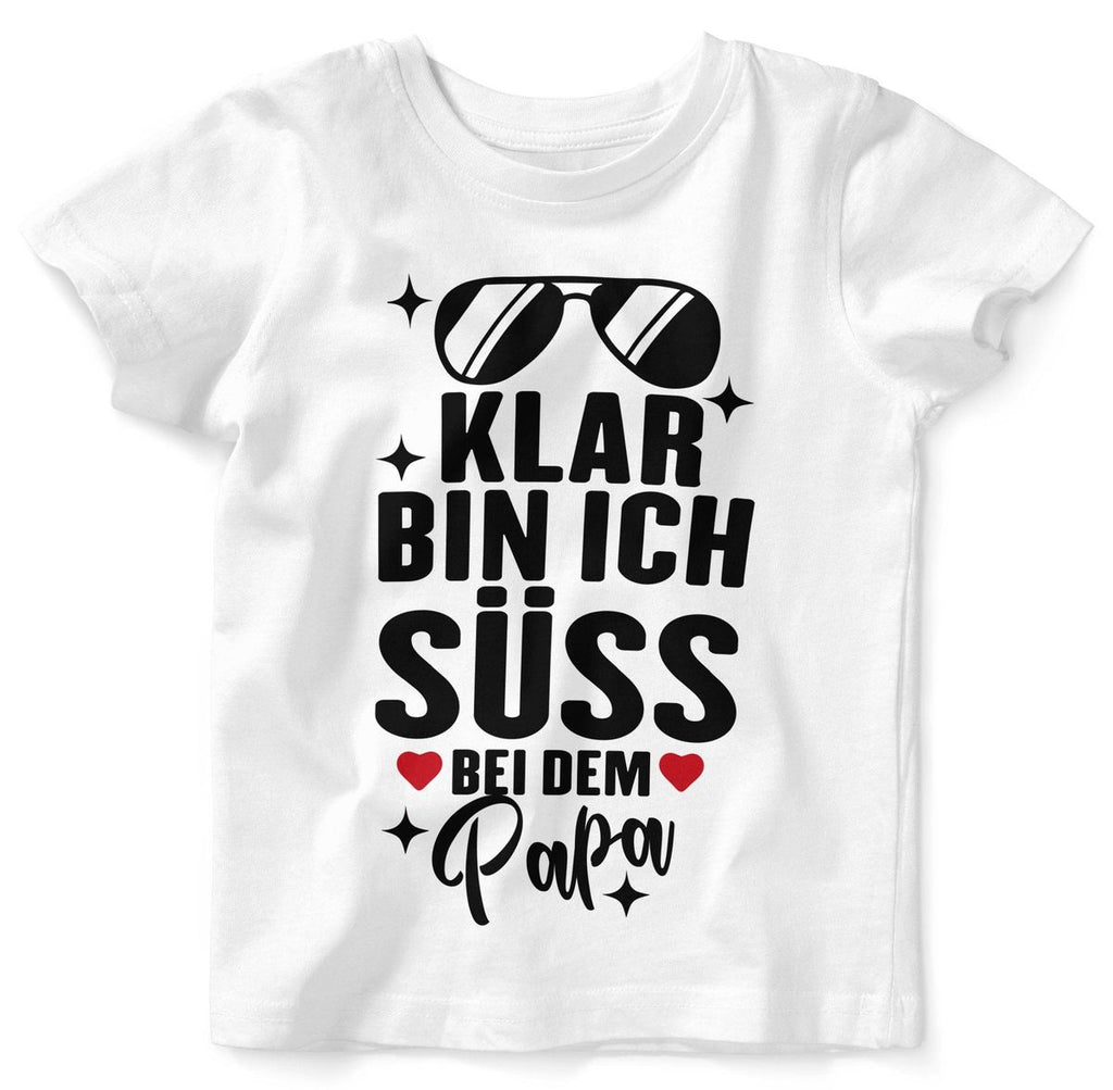 Baby / Kinder T-Shirt kurzarm Klar bin ich süß – bei dem Papa - von Mikalino