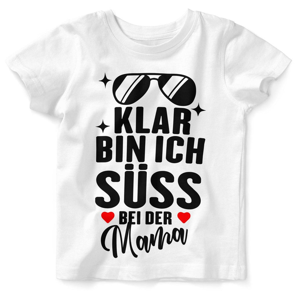 Mikalino Baby / Kinder T-Shirt mit Spruch für Jungen Mädchen Unisex kurzarm Klar bin ich süß – bei der Mama | handbedruckt in Deutschland | Handmade with love - von Mikalino