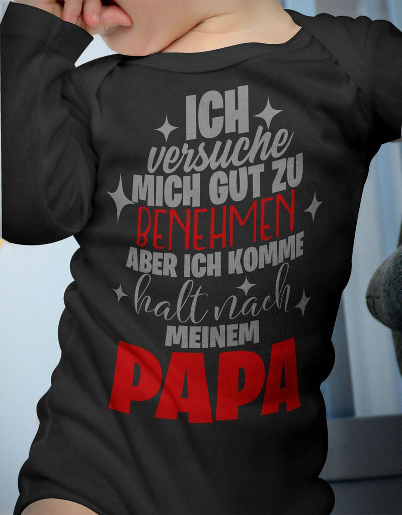 Babybody Langarm Ich versuche mich gut zu benehmen | Papa - von Mikalino