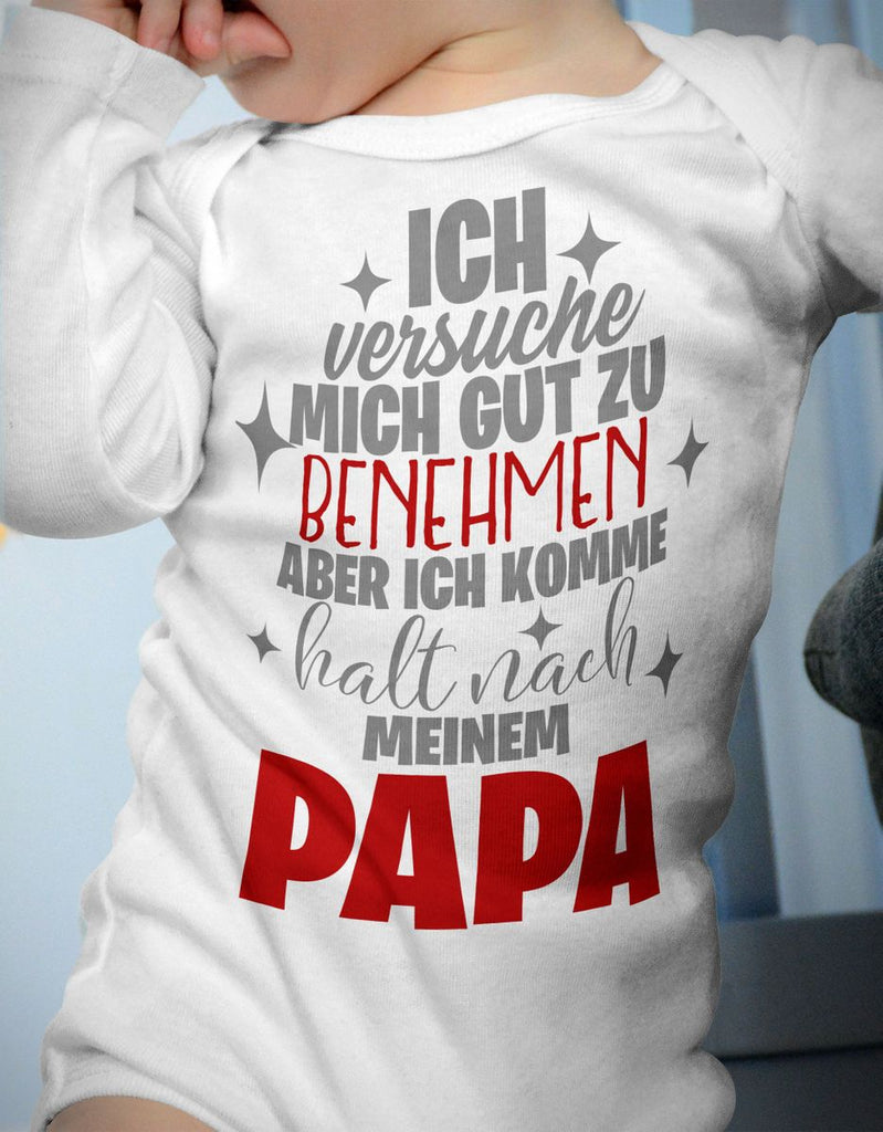 Babybody Langarm Ich versuche mich gut zu benehmen | Papa - von Mikalino