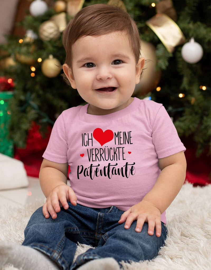 Mikalino Baby / Kinder T-Shirt mit Spruch für Jungen Mädchen Unisex kurzarm Ich liebe meine verrückte Patentante | handbedruckt in Deutschland | Handmade with love - von Mikalino