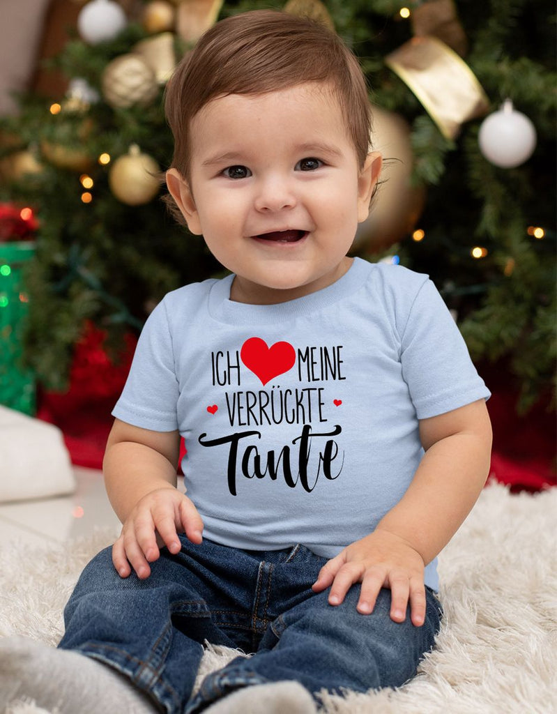 Mikalino Baby / Kinder T-Shirt mit Spruch für Jungen Mädchen Unisex kurzarm Ich liebe meine verrückte Tante | handbedruckt in Deutschland | Handmade with love - von Mikalino