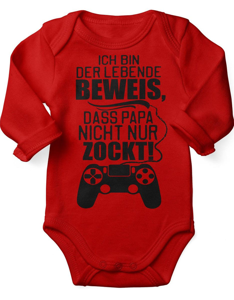 Babybody Langarm Ich bin der lebende Beweis, dass Papa nicht nur zockt. - von Mikalino