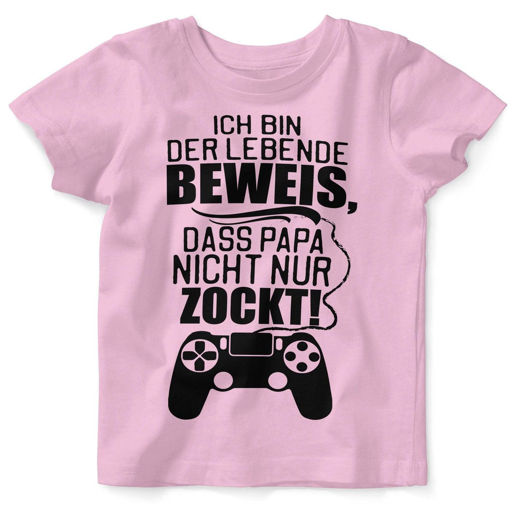 Baby / Kinder T-Shirt Ich bin der lebende Beweis, dass Papa nicht nur zockt. - von Mikalino