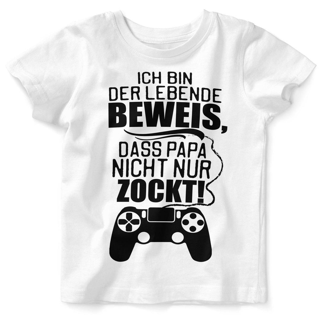 Baby / Kinder T-Shirt Ich bin der lebende Beweis, dass Papa nicht nur zockt. - von Mikalino