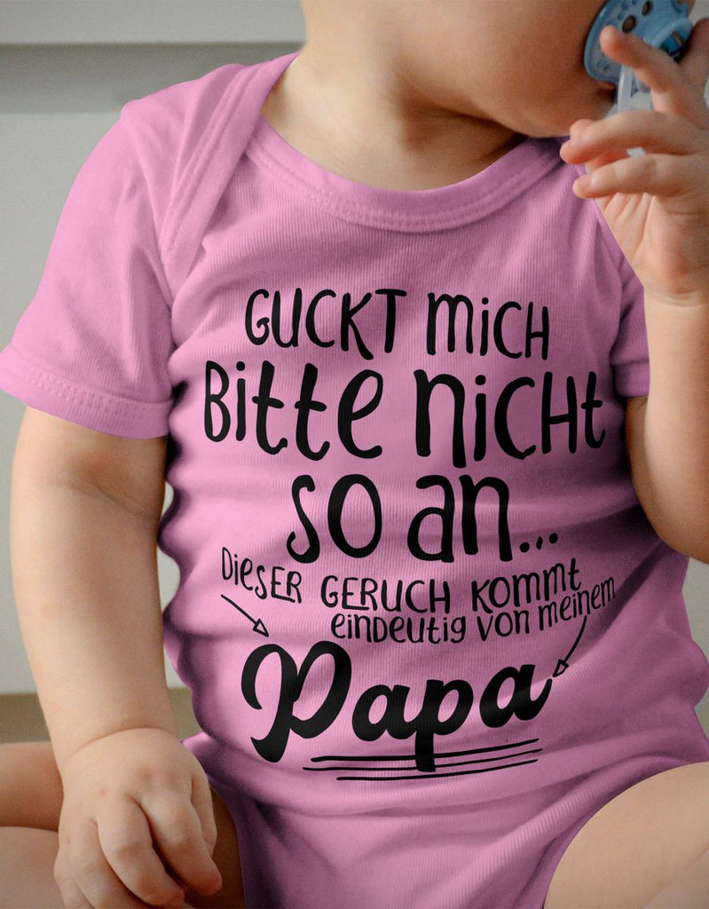 Babybody kurzarm Guckt mich bitte nicht so an.. dieser Geruch kommt von Papa - von Mikalino