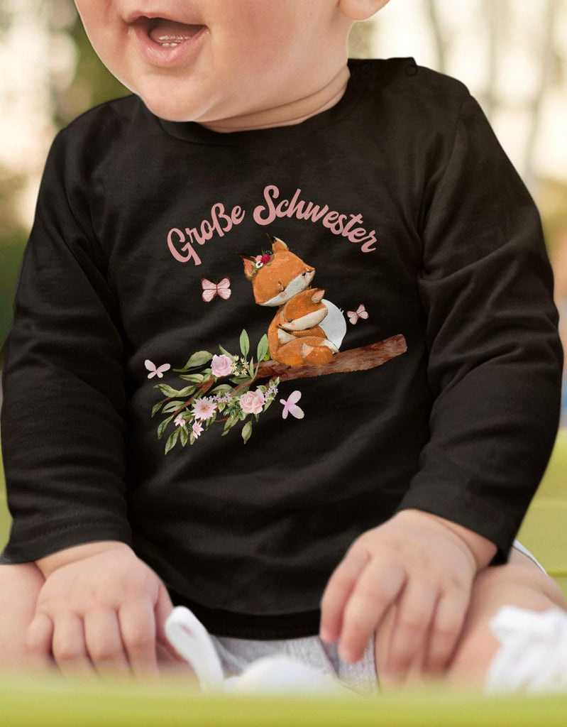 Baby / Kinder Longsleeve langarm Große Schwester Fuchs - von Mikalino