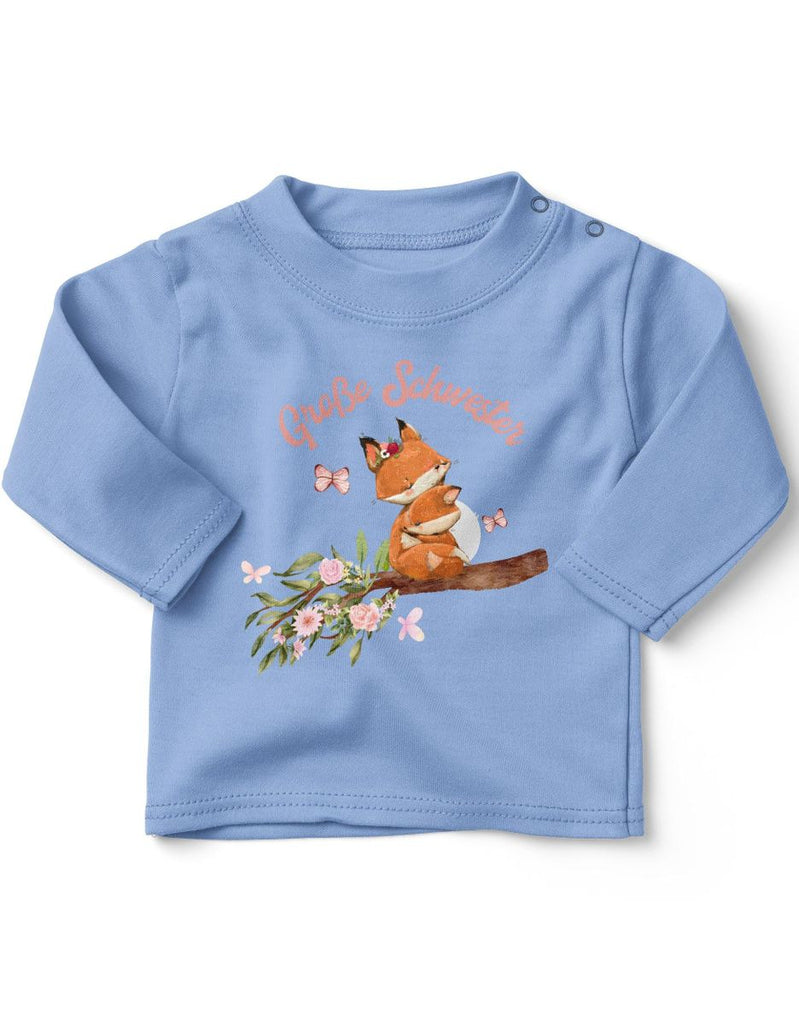 Baby / Kinder Longsleeve langarm Große Schwester Fuchs - von Mikalino