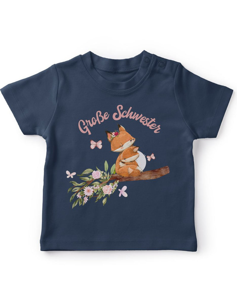 Baby / Kinder T-Shirt kurzarm Große Schwester Fuchs - von Mikalino