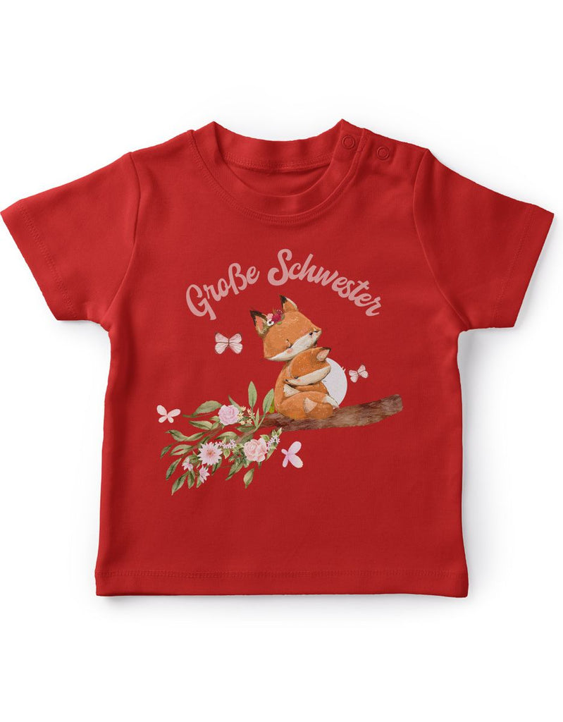 Baby / Kinder T-Shirt kurzarm Große Schwester Fuchs - von Mikalino