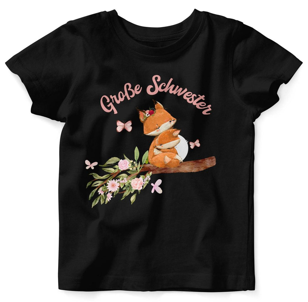 Baby / Kinder T-Shirt kurzarm Große Schwester Fuchs - von Mikalino