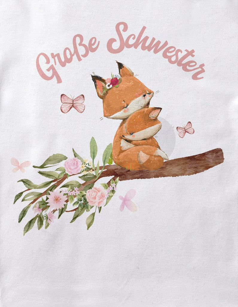 Baby / Kinder T-Shirt kurzarm Große Schwester Fuchs - von Mikalino