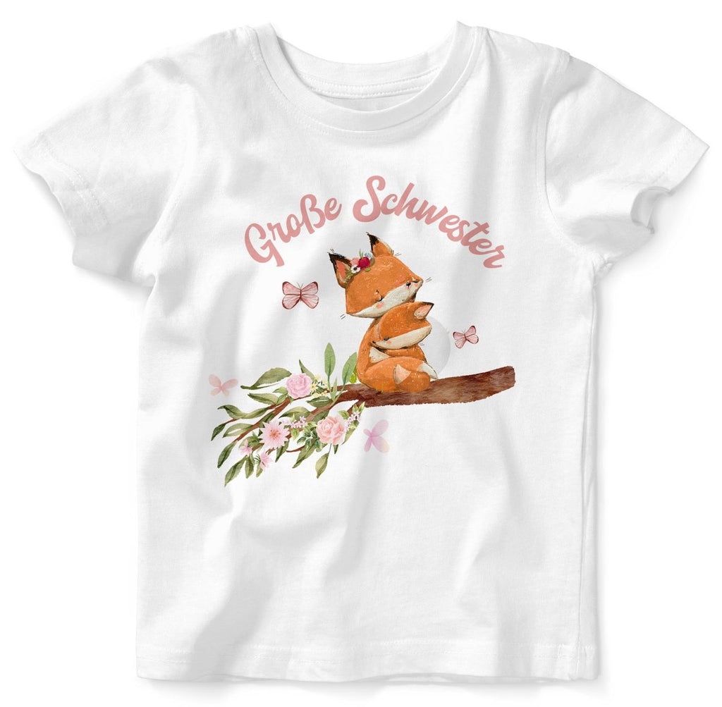 Baby / Kinder T-Shirt kurzarm Große Schwester Fuchs - von Mikalino