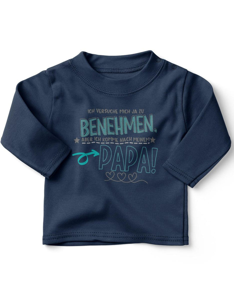 Baby / Kinder Longsleeve langarm Ich versuche mich ja zu benehmen - von Mikalino