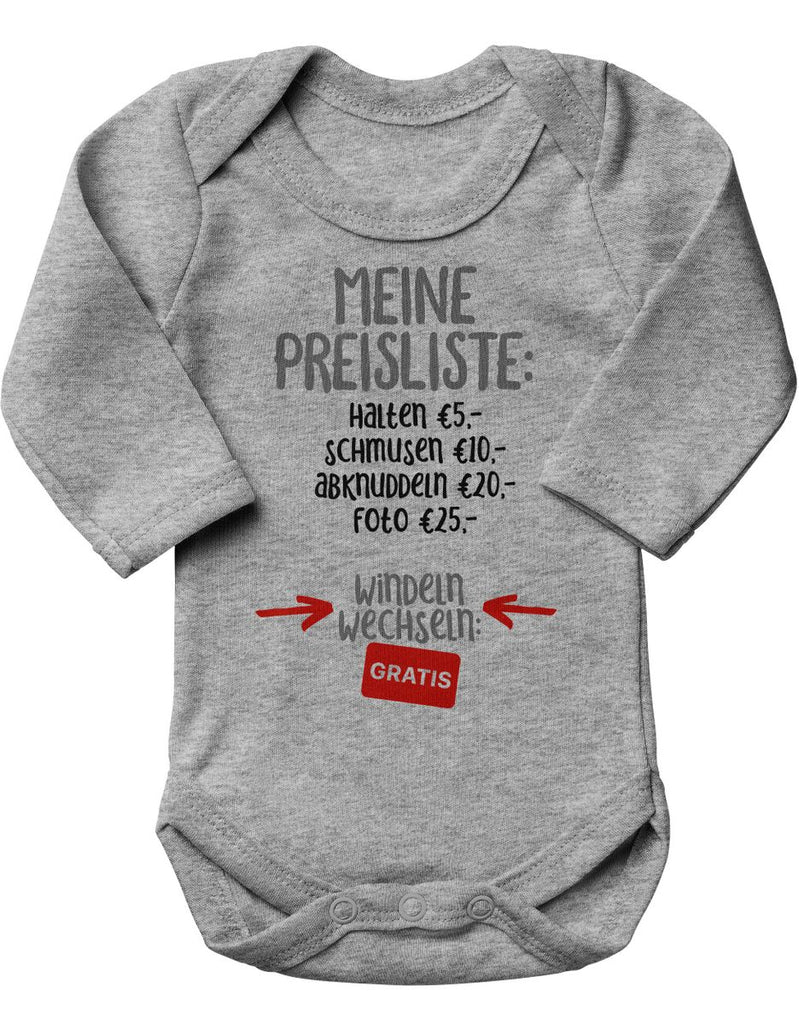 Babybody Langarm Meine Preisliste - von Mikalino