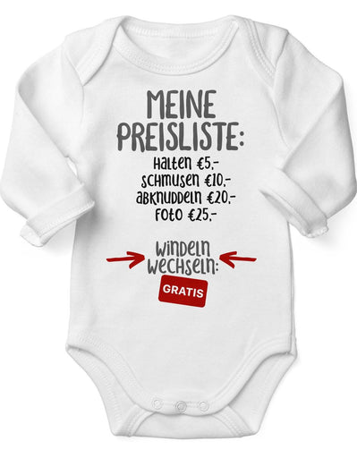 Babybody Langarm Meine Preisliste - von Mikalino