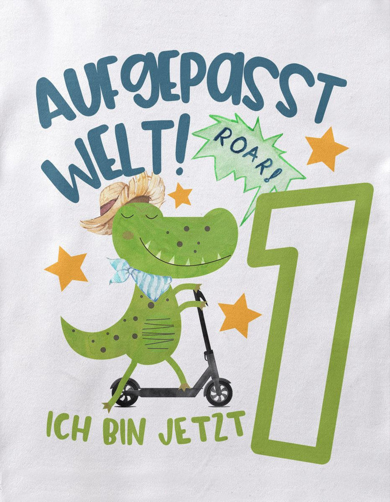 Babybody kurzarm Aufgepasst Welt ich bin jetzt 1 - von Mikalino