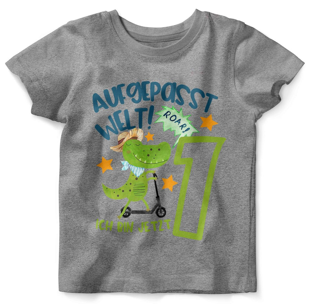 Baby / Kinder T-Shirt kurzarm Aufgepasst Welt ich bin jetzt 1 - von Mikalino