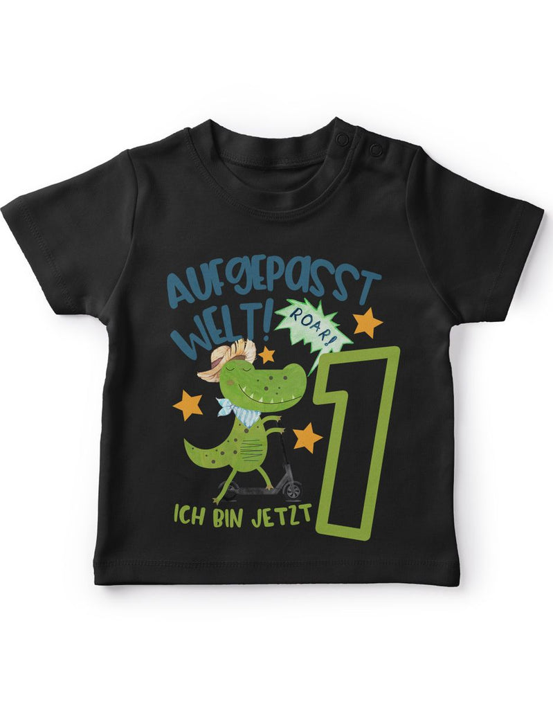 Baby / Kinder T-Shirt kurzarm Aufgepasst Welt ich bin jetzt 1 - von Mikalino