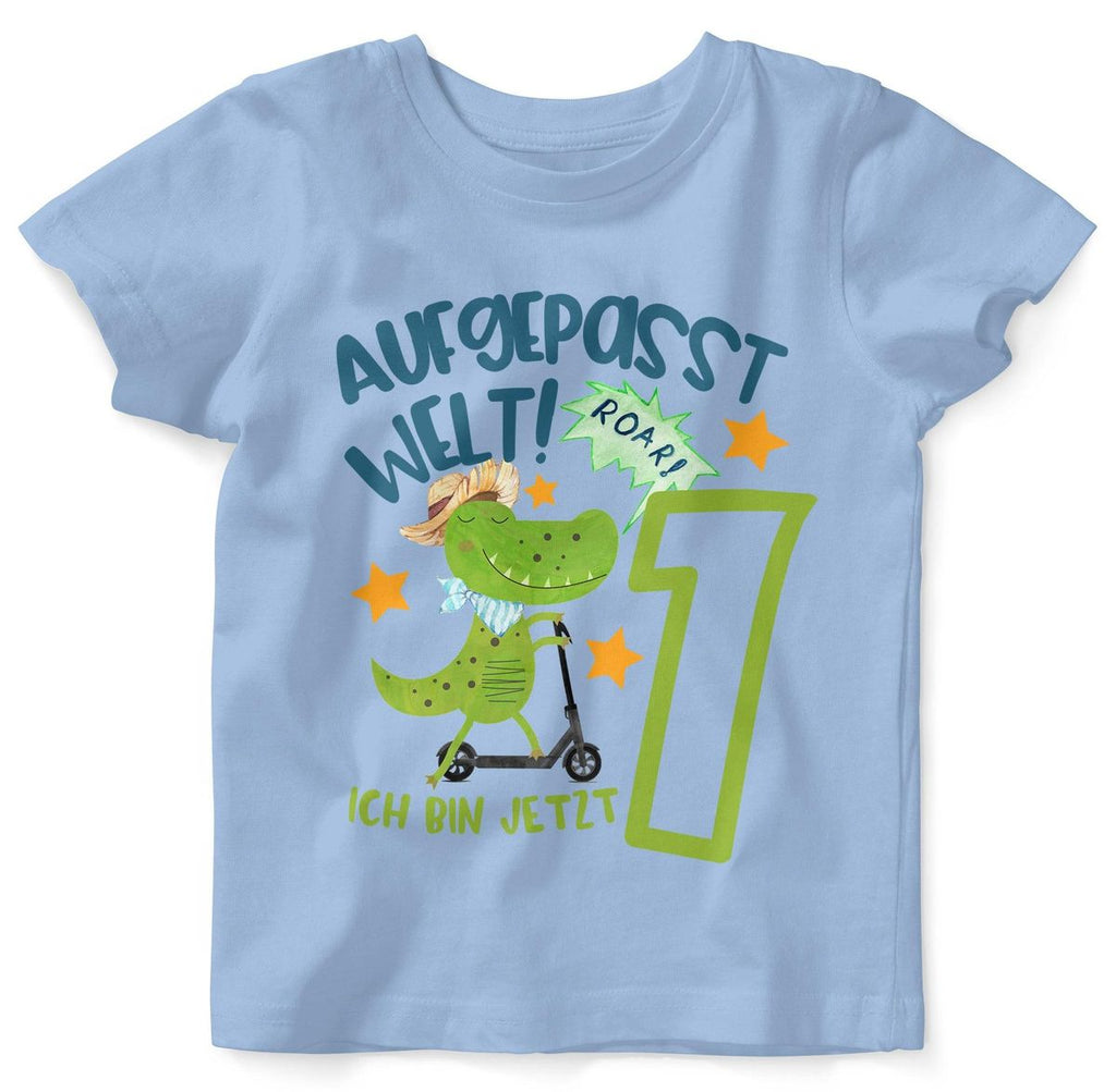 Baby / Kinder T-Shirt kurzarm Aufgepasst Welt ich bin jetzt 1 - Mikalino