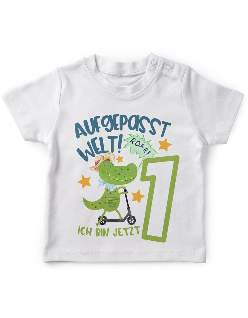 Baby / Kinder T-Shirt kurzarm Aufgepasst Welt ich bin jetzt 1 - von Mikalino