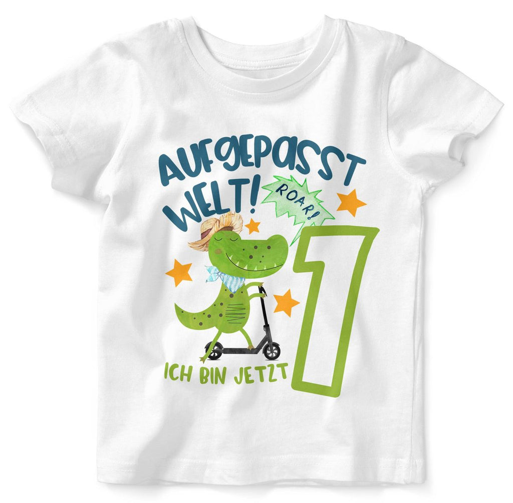 Baby / Kinder T-Shirt kurzarm Aufgepasst Welt ich bin jetzt 1 - von Mikalino