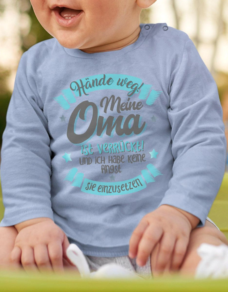 Baby / Kinder Longsleeve langarm Hände Weg meine Oma ist verrückt - von Mikalino