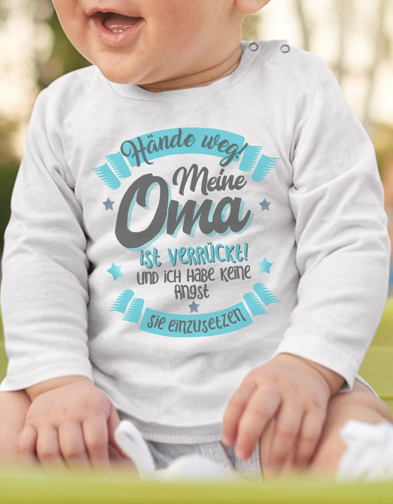 Baby / Kinder Longsleeve langarm Hände Weg meine Oma ist verrückt - von Mikalino