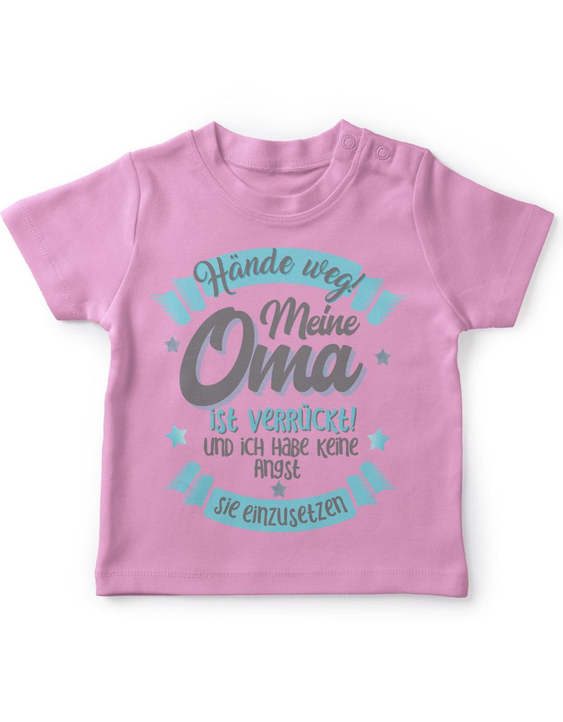 Baby / Kinder T-Shirt kurzarm Hände Weg meine Oma ist verrückt - von Mikalino