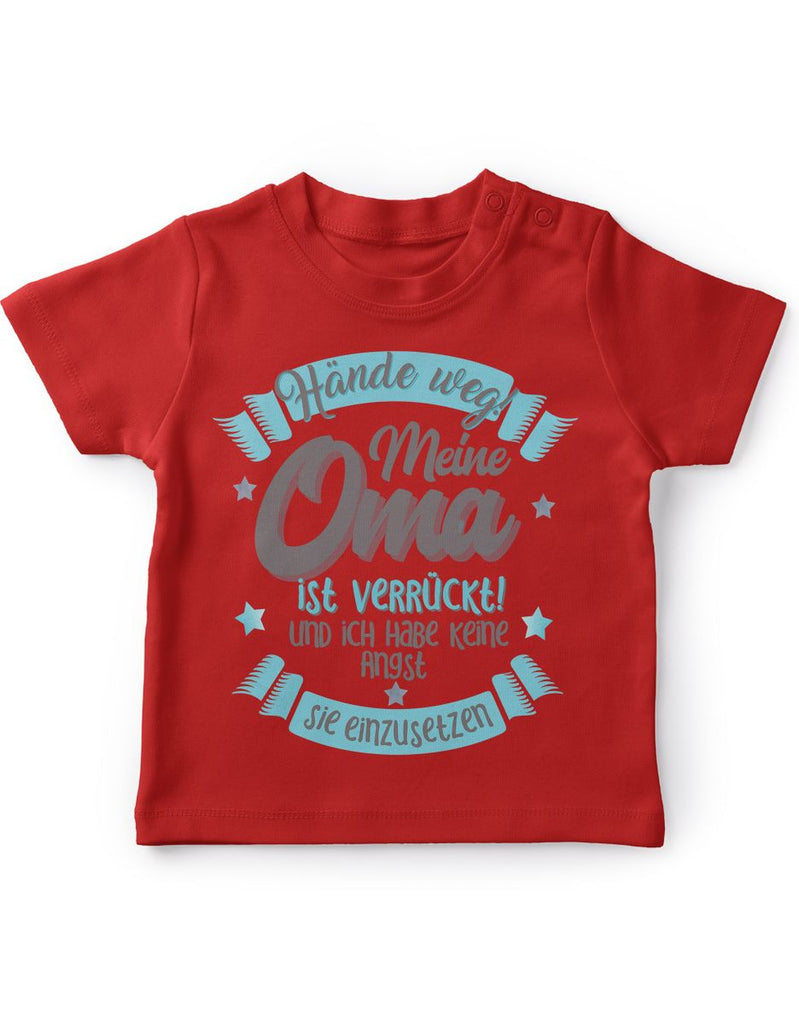 Baby / Kinder T-Shirt kurzarm Hände Weg meine Oma ist verrückt - von Mikalino