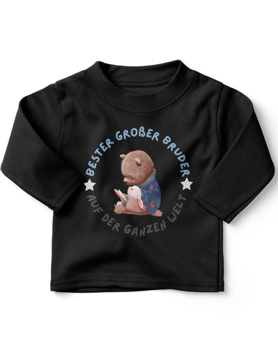 Baby / Kinder Longsleeve langarm Bester großer Bruder auf der ganzen Welt - von Mikalino
