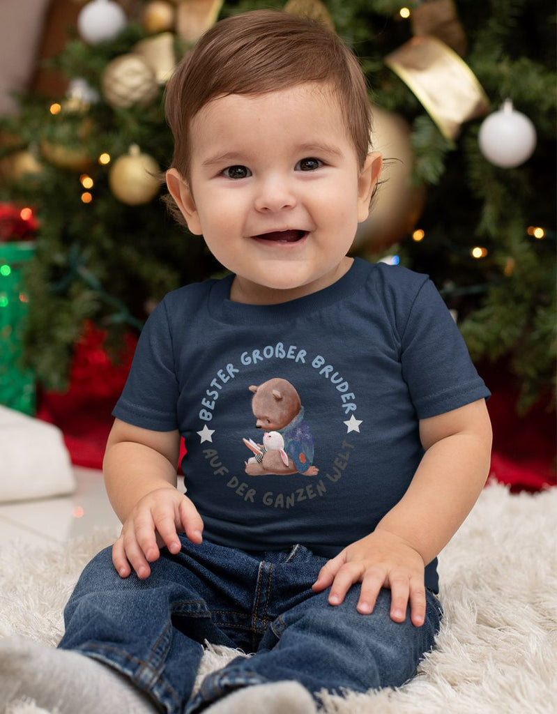 Baby / Kinder T-Shirt kurzarm Bester großer Bruder auf der ganzen Welt - von Mikalino