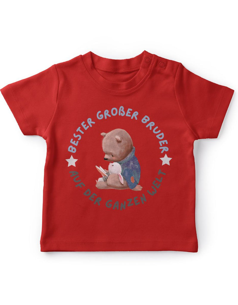 Baby / Kinder T-Shirt kurzarm Bester großer Bruder auf der ganzen Welt - von Mikalino