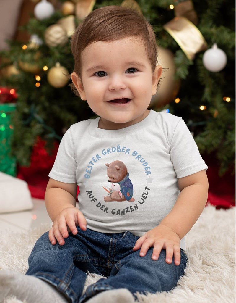 Baby / Kinder T-Shirt kurzarm Bester großer Bruder auf der ganzen Welt - von Mikalino