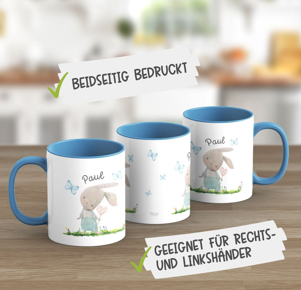 Keramik Tasse Kleiner Hase mit Wunschname - von Mikalino