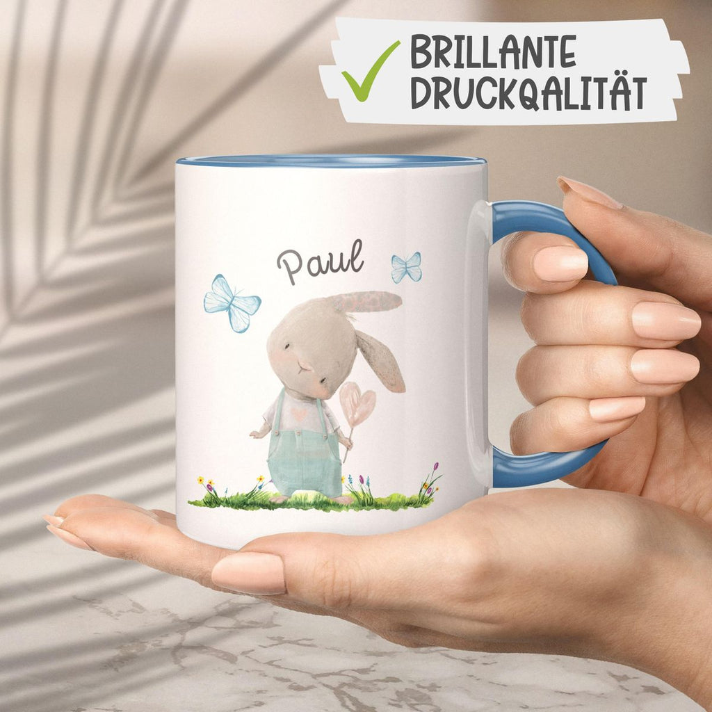 Keramik Tasse Kleiner Hase mit Wunschname - von Mikalino