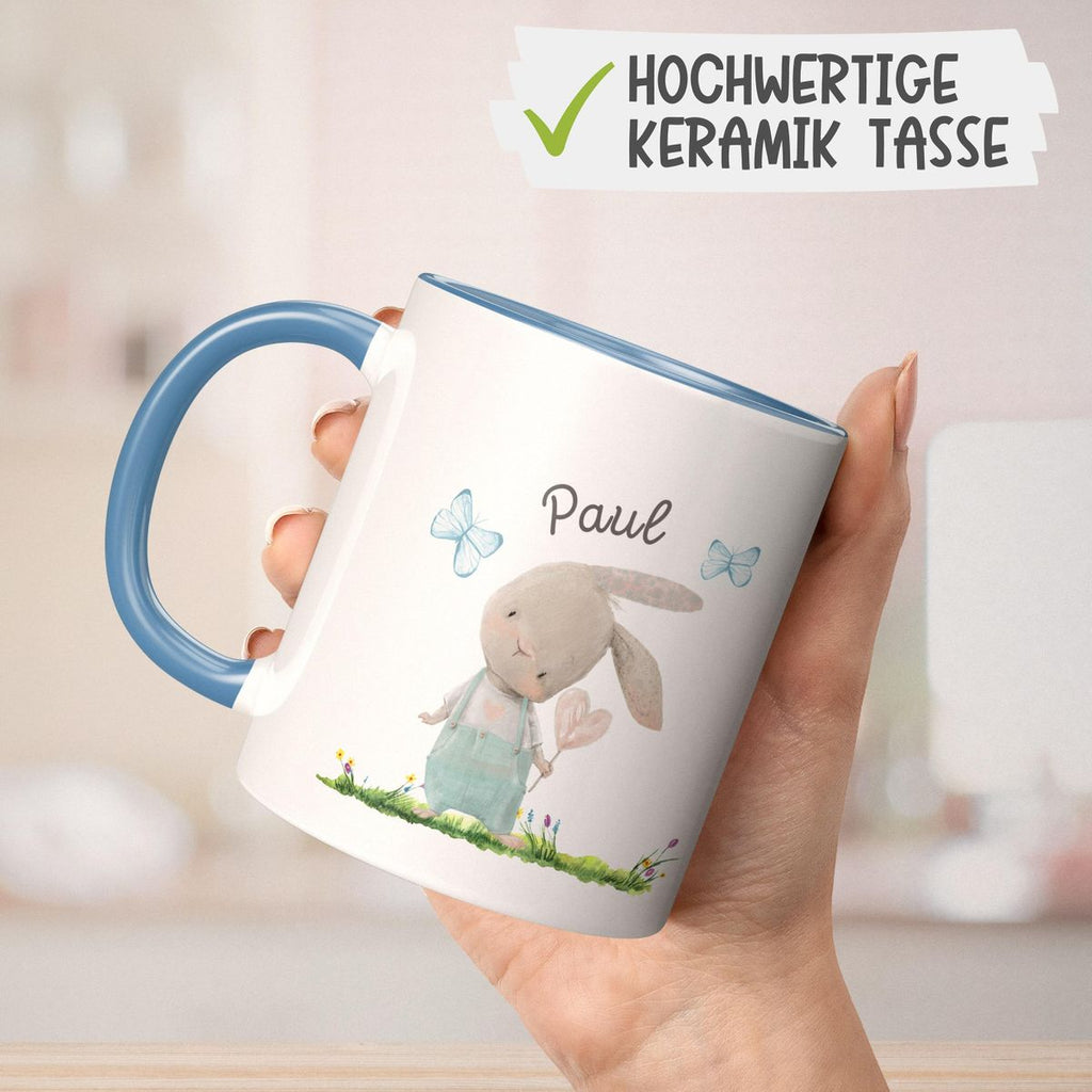 Keramik Tasse Kleiner Hase mit Wunschname - von Mikalino