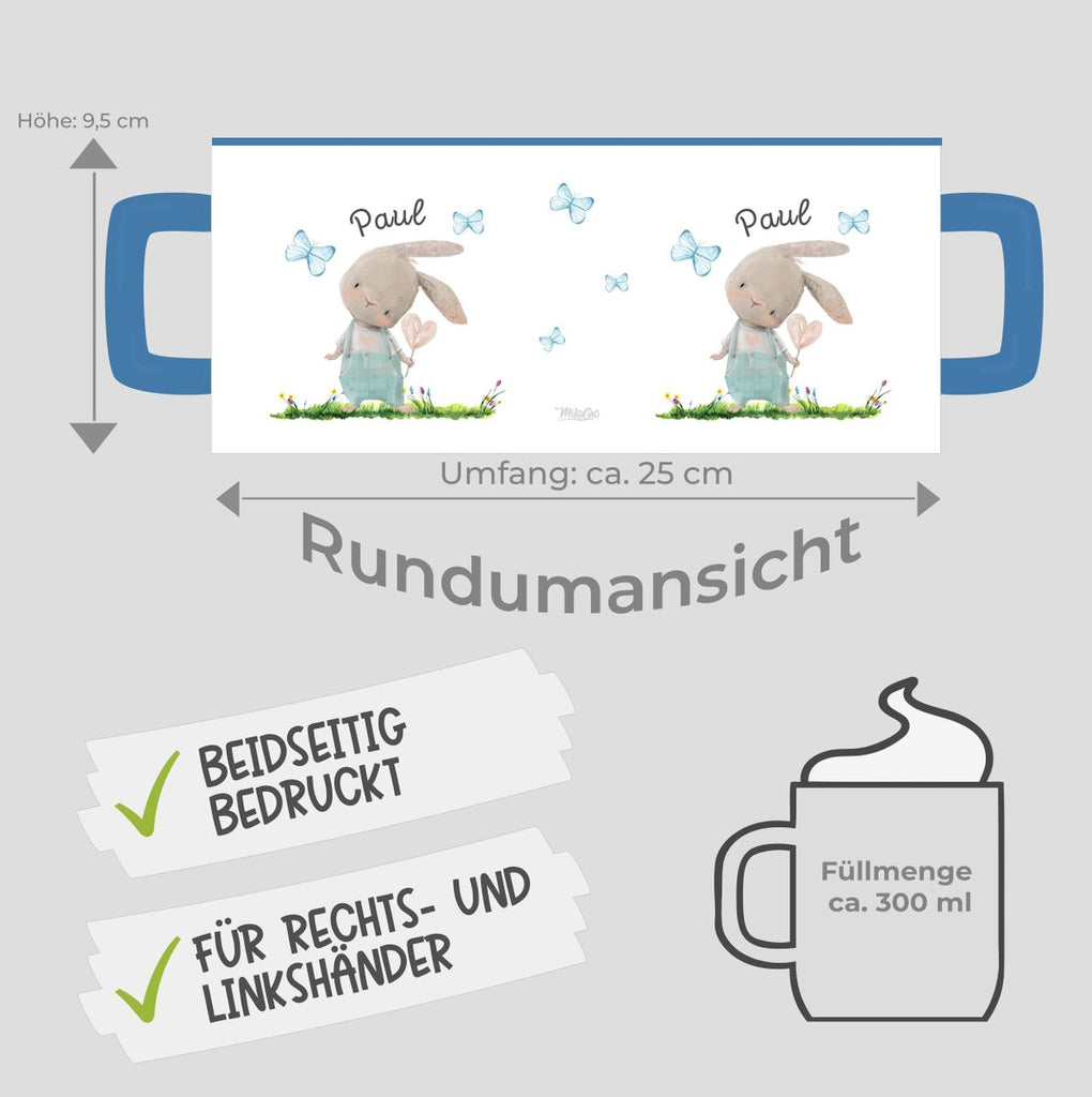 Keramik Tasse Kleiner Hase mit Wunschname - von Mikalino