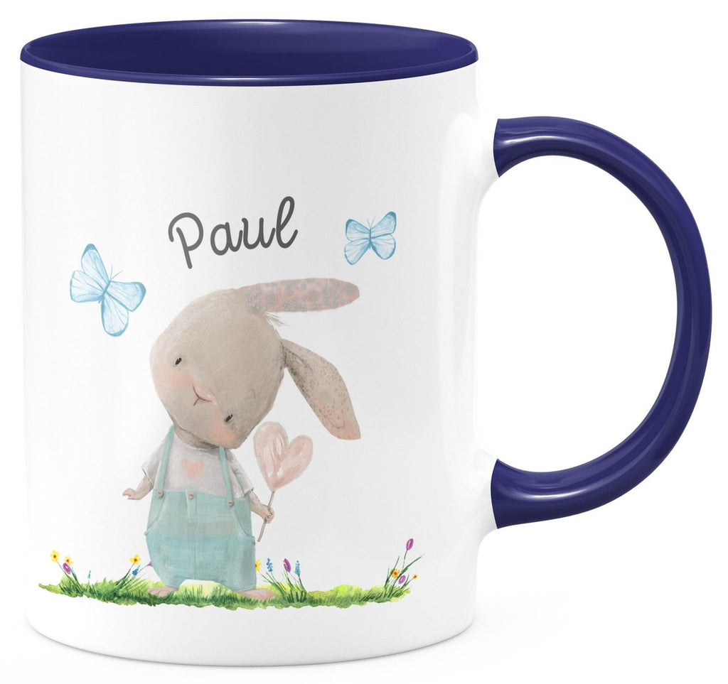 Keramik Tasse Kleiner Hase mit Wunschname - von Mikalino