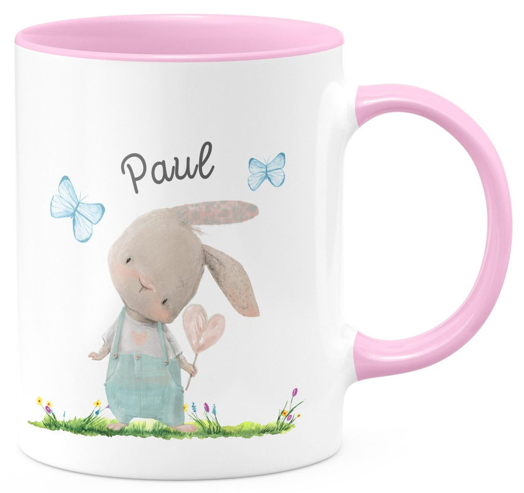 Keramik Tasse Kleiner Hase mit Wunschname - von Mikalino