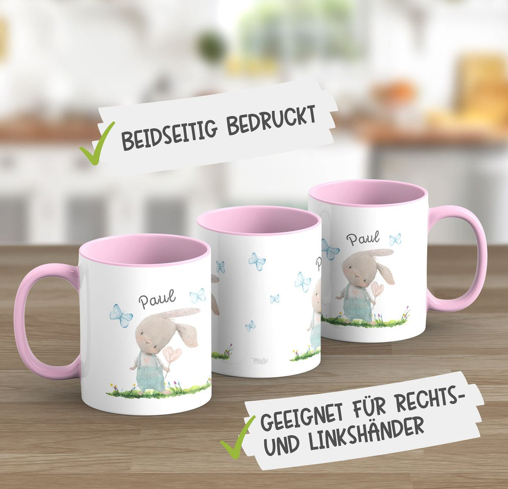 Keramik Tasse Kleiner Hase mit Wunschname - von Mikalino