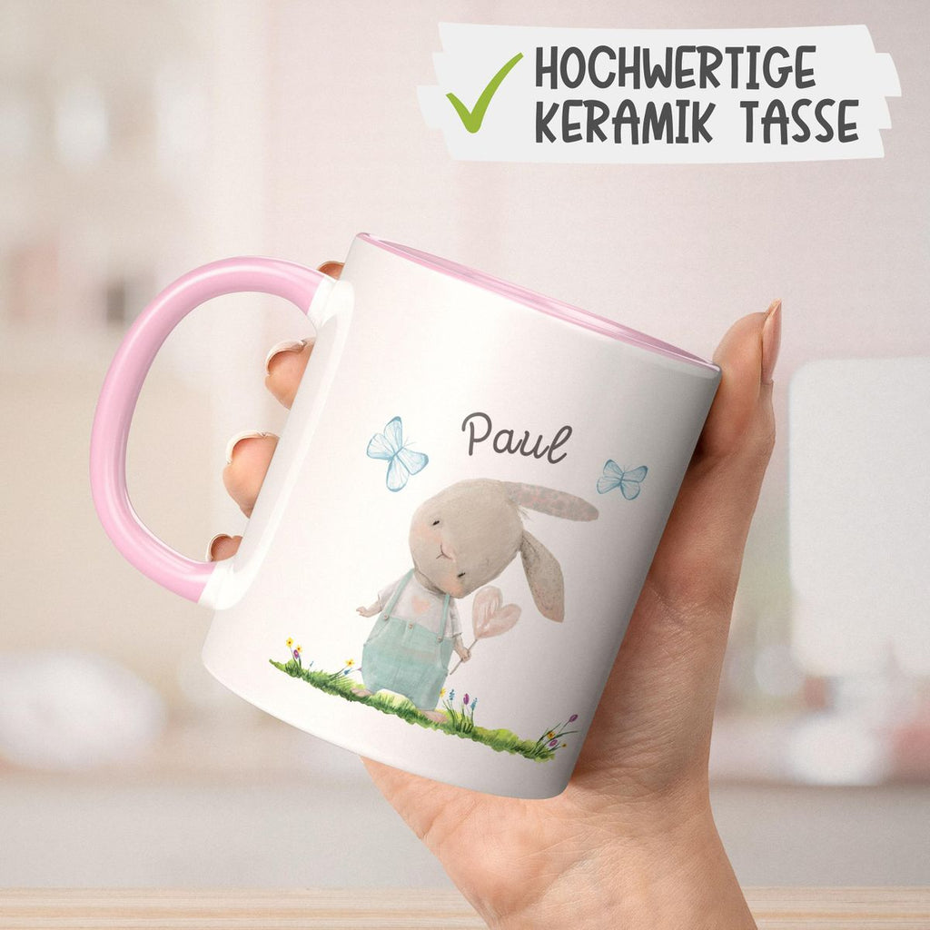 Keramik Tasse Kleiner Hase mit Wunschname - von Mikalino