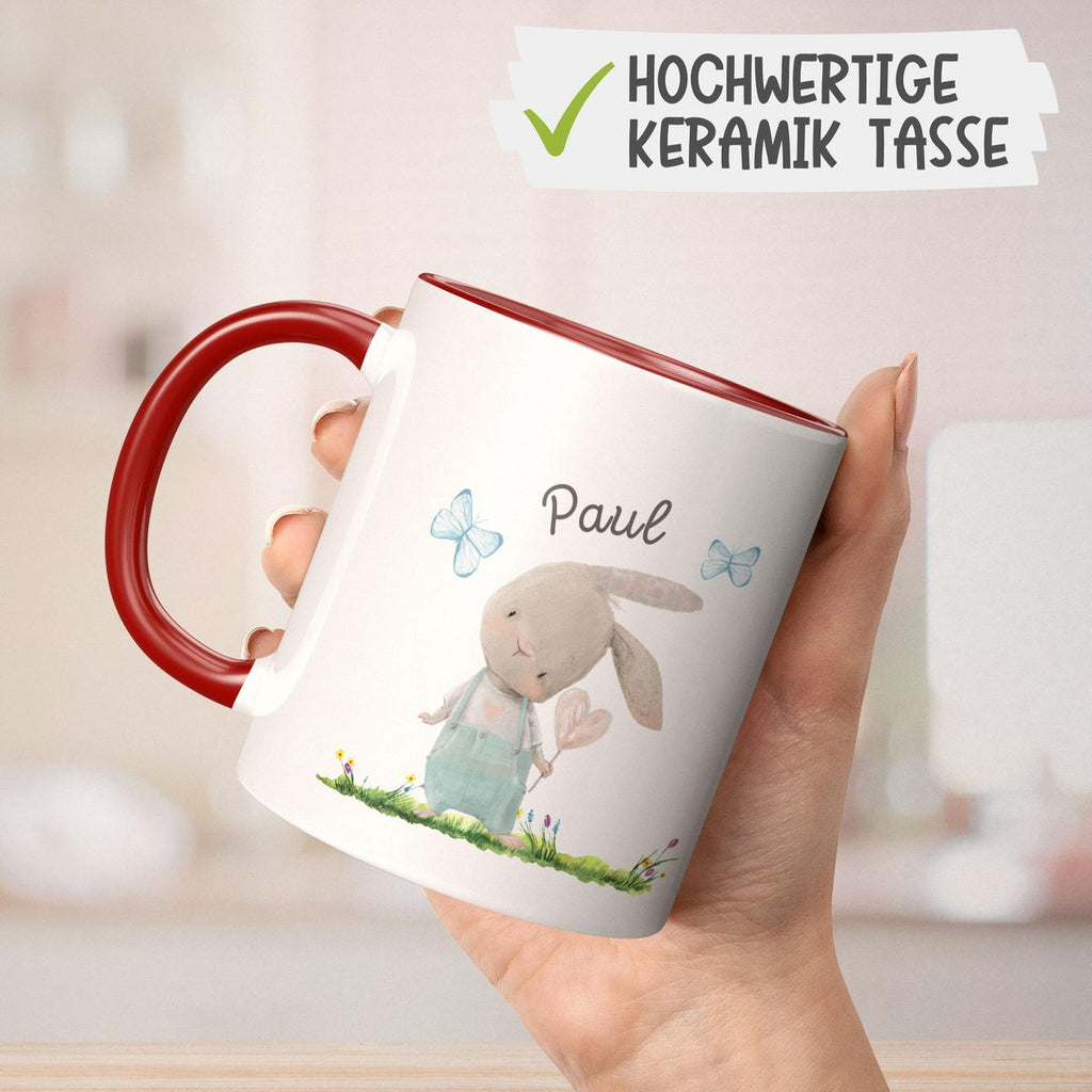 Keramik Tasse Kleiner Hase mit Wunschname - von Mikalino