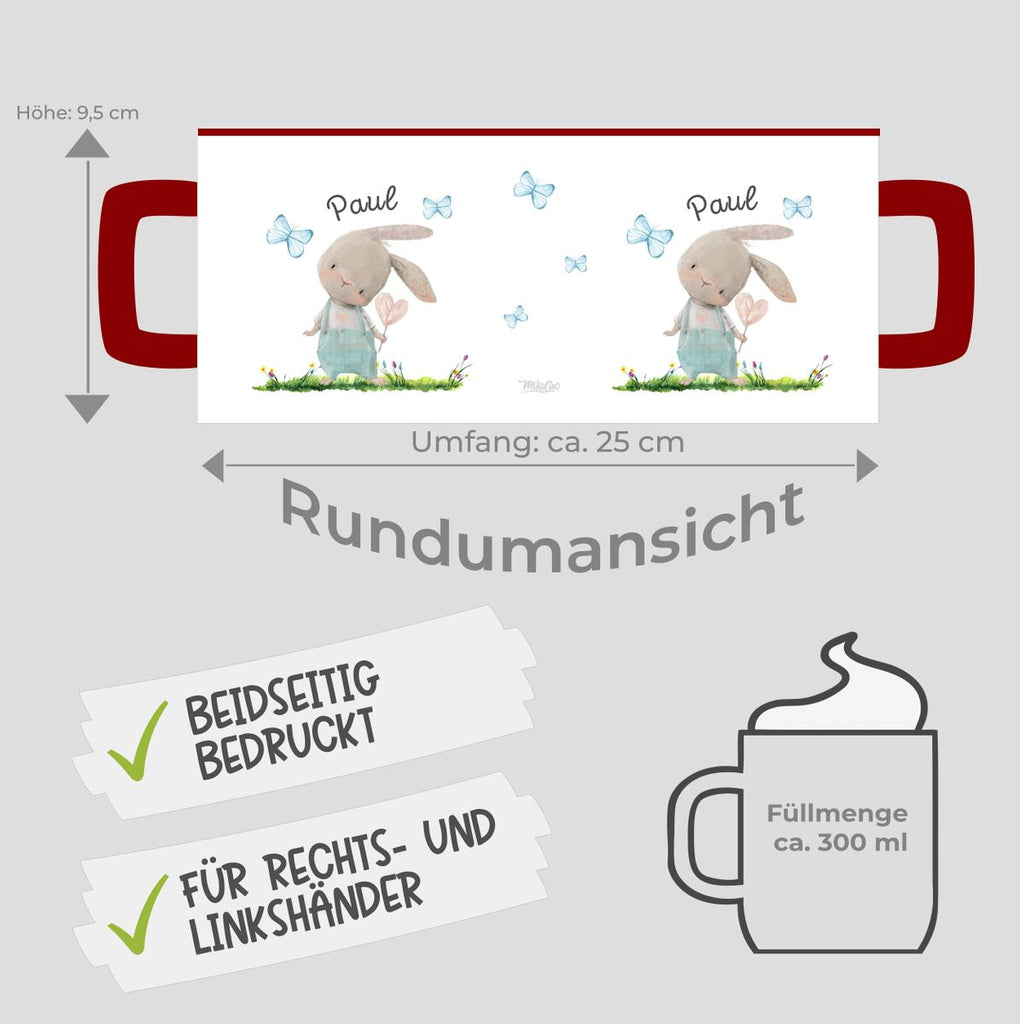 Keramik Tasse Kleiner Hase mit Wunschname - von Mikalino