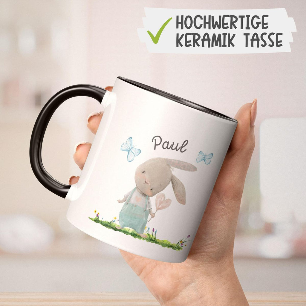 Keramik Tasse Kleiner Hase mit Wunschname - von Mikalino