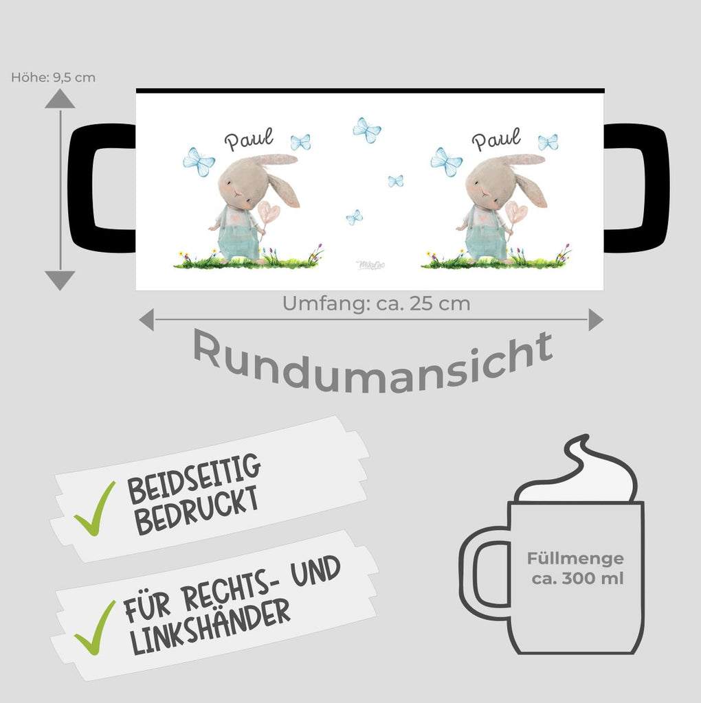 Keramik Tasse Kleiner Hase mit Wunschname - von Mikalino