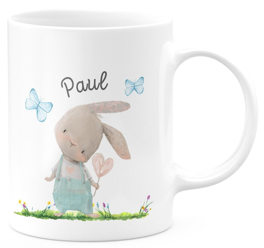 Keramik Tasse Kleiner Hase mit Wunschname - von Mikalino