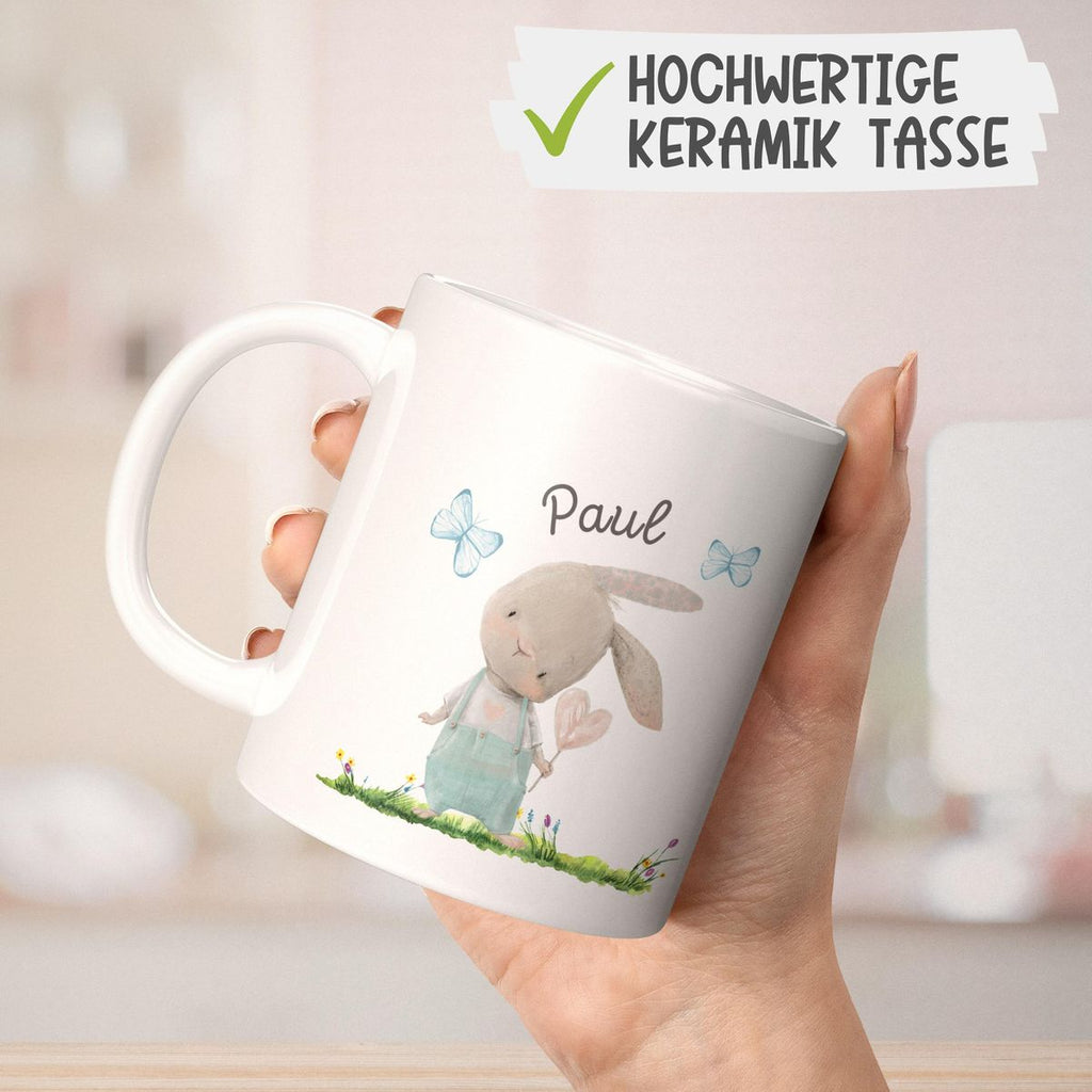 Keramik Tasse Kleiner Hase mit Wunschname - von Mikalino