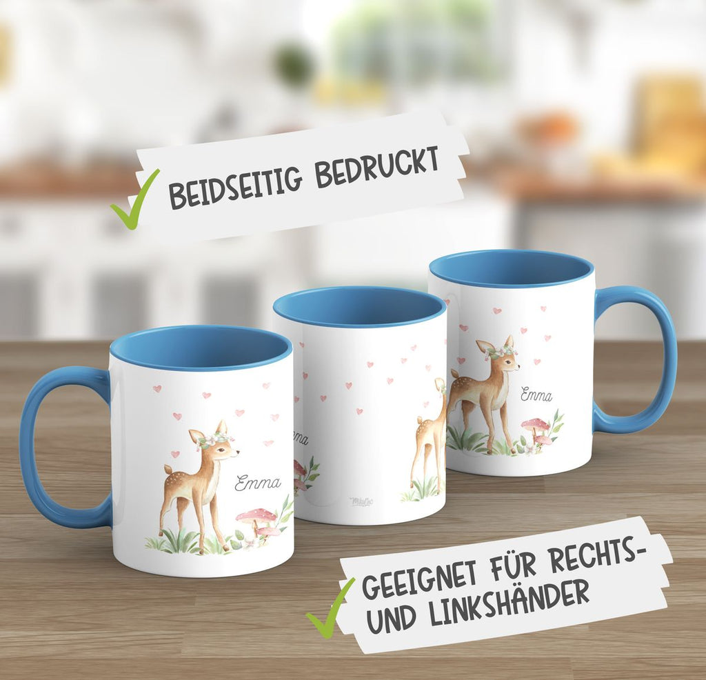 Keramik Tasse Süßes Reh mit Wunschname - von Mikalino