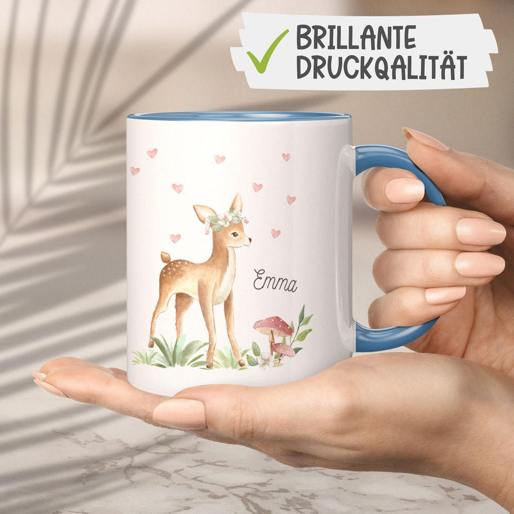 Keramik Tasse Süßes Reh mit Wunschname - von Mikalino